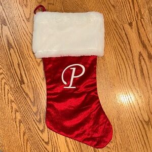 “P” Red and White Holiday Stocking